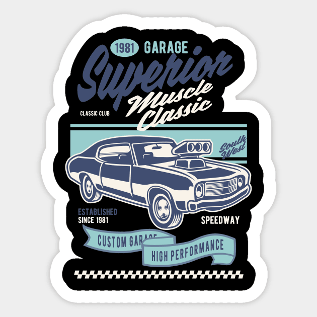 Muscle Car Classic, Vintage Retro Classic Sticker by CoApparel